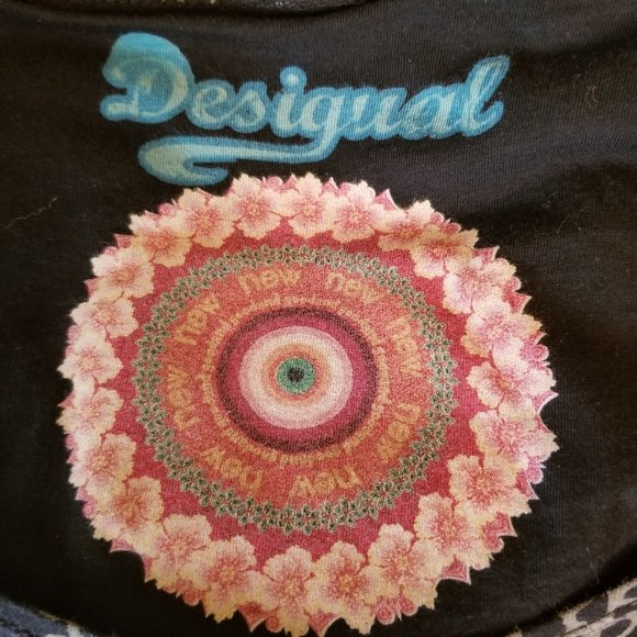 Desigual M Tunic Dress Floral Metallic Artsy‎ Embellished Graphic Flared - Picture 6 of 9